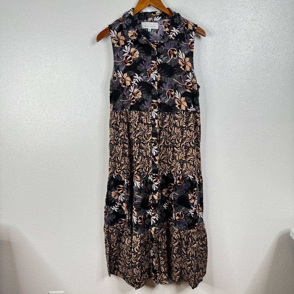 Margaux Riviera Tiered Sleeveless Dress Size Medium